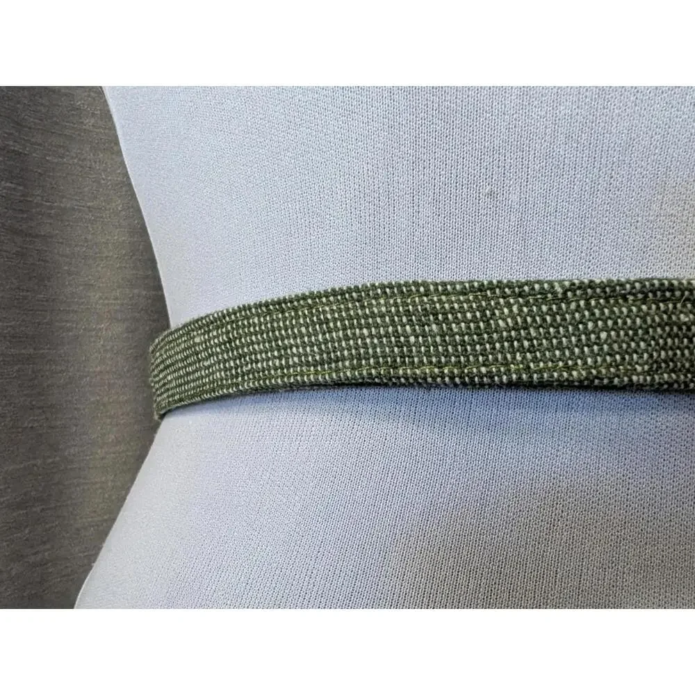 Green Tweed Handmade Wooden Buckle Adjustable Belt S M